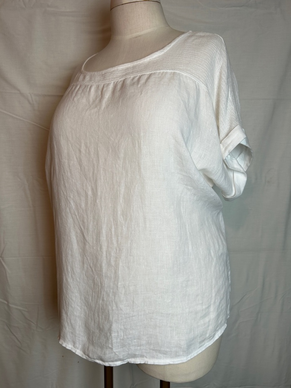 Lungo L’Arno White Linen Top 2X Italy Oversized Boho Lightweight